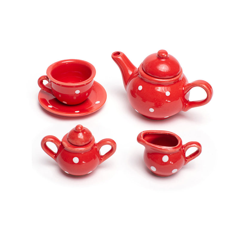 Red Polka Dot Porcelain Tea Set