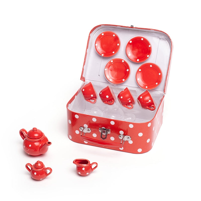 Red Polka Dot Porcelain Tea Set