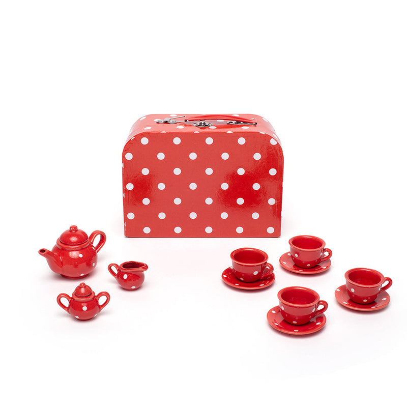 Red Polka Dot Porcelain Tea Set