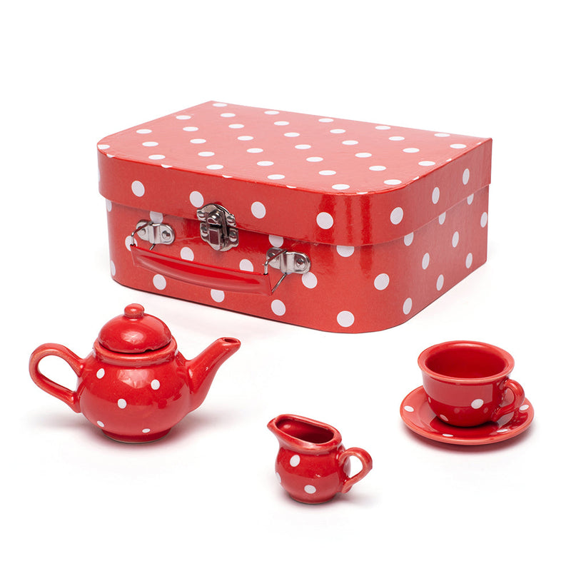 Red Polka Dot Porcelain Tea Set