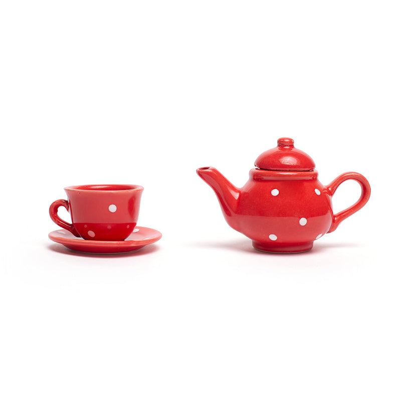 Red Polka Dot Porcelain Tea Set