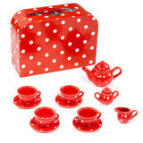 Red Polka Dot Porcelain Tea Set