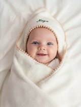 Bamboo Cotton Pom Pom Hooded Towel
