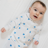Sleepsuit With Collar - Blue Heart