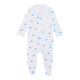 Sleepsuit With Collar - Blue Heart