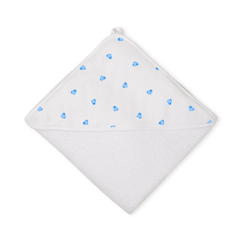 Large Hooded Towel - Blue Heart