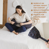 Nursing and Pregnancy Pillow in C-Shape With Organic Cover and Natural Kapok Filling in Navy