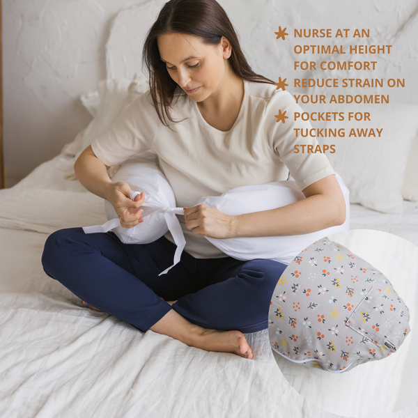 Nursing and Pregnancy Pillow in C-Shape With Organic Cover and Natural Kapok Filling in White