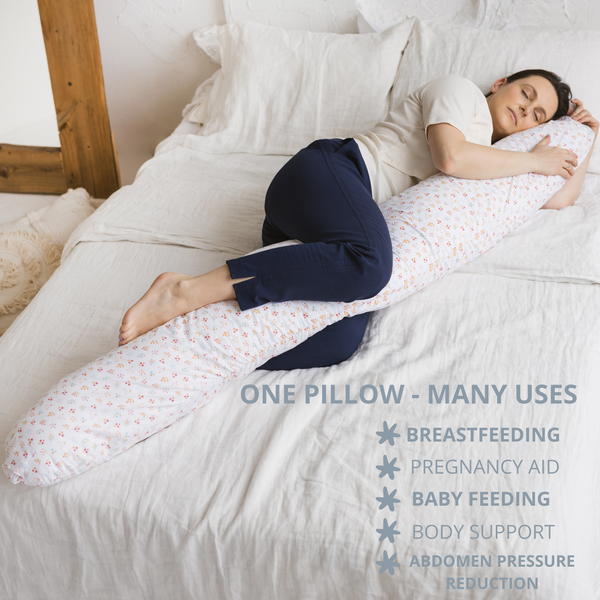 Nursing and Pregnancy Pillow in C-Shape With Organic Cover and Natural Kapok Filling in Milk White