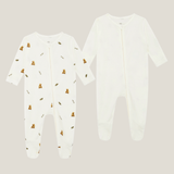 Sleepsuit 2 Pack - Brown Bear/ Warm White