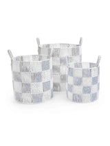 Checkerboard Storage Basket Set of 3 - Powder Blue