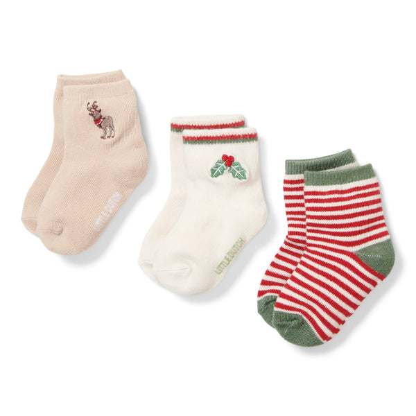 3 Pack Baby Socks - Christmas Pattern