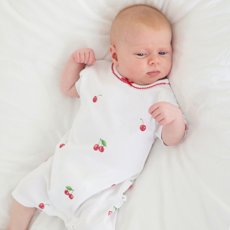 Romper With Trim - Cherry