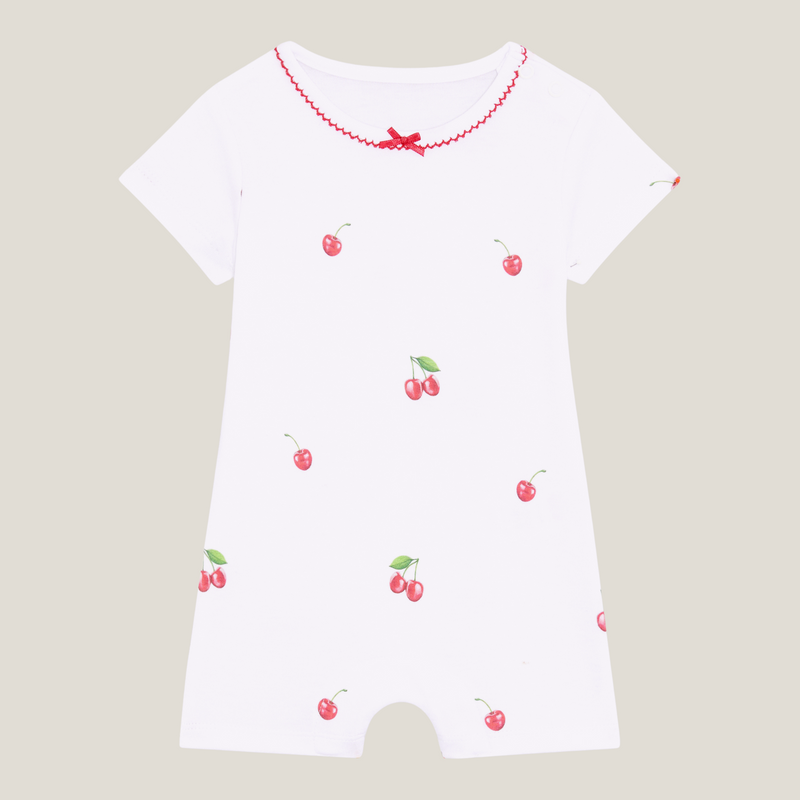 Romper With Trim - Cherry