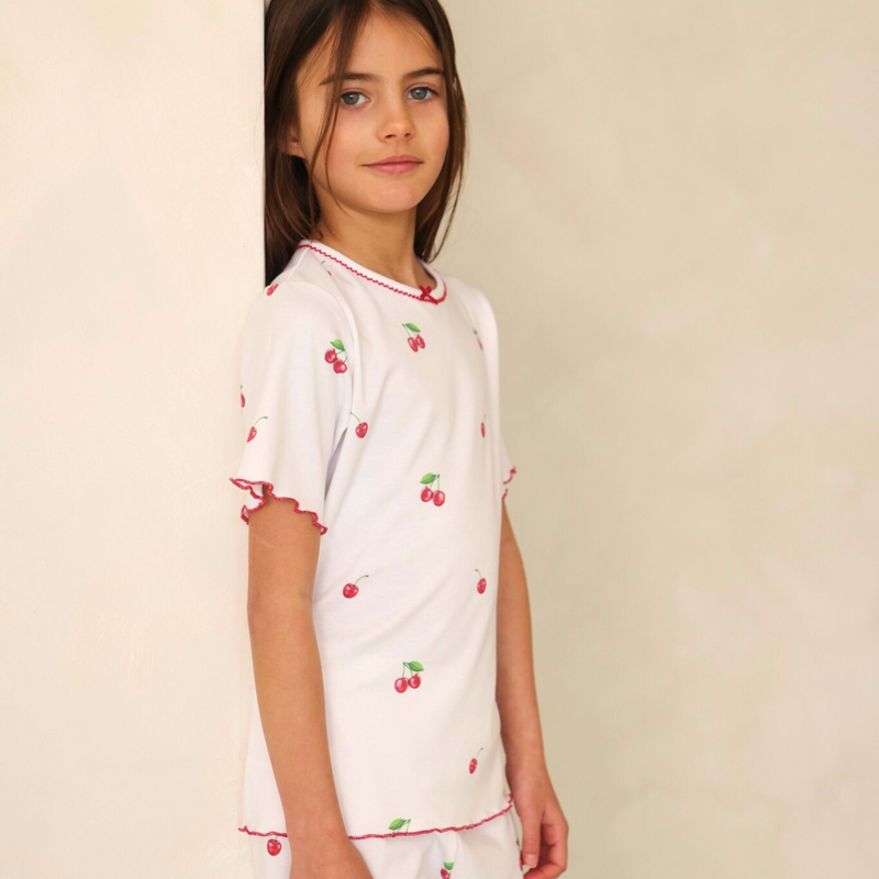 Summer Pyjamas With Frill - Cherry