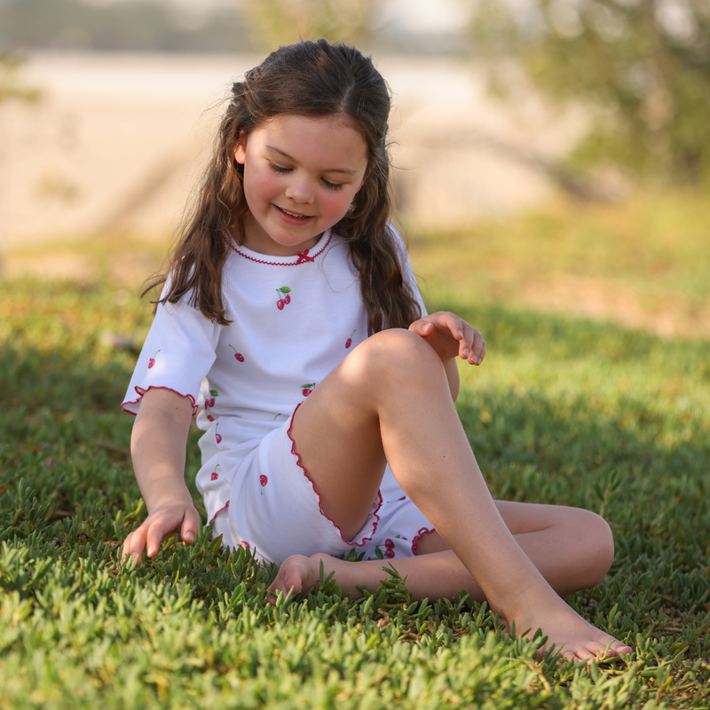 Summer Pyjamas With Frill - Cherry
