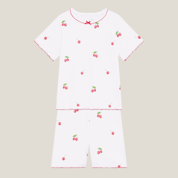 Summer Pyjamas With Frill - Cherry