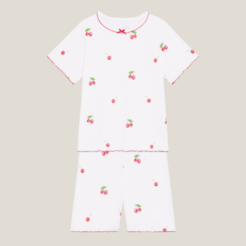Summer Pyjamas With Frill - Cherry