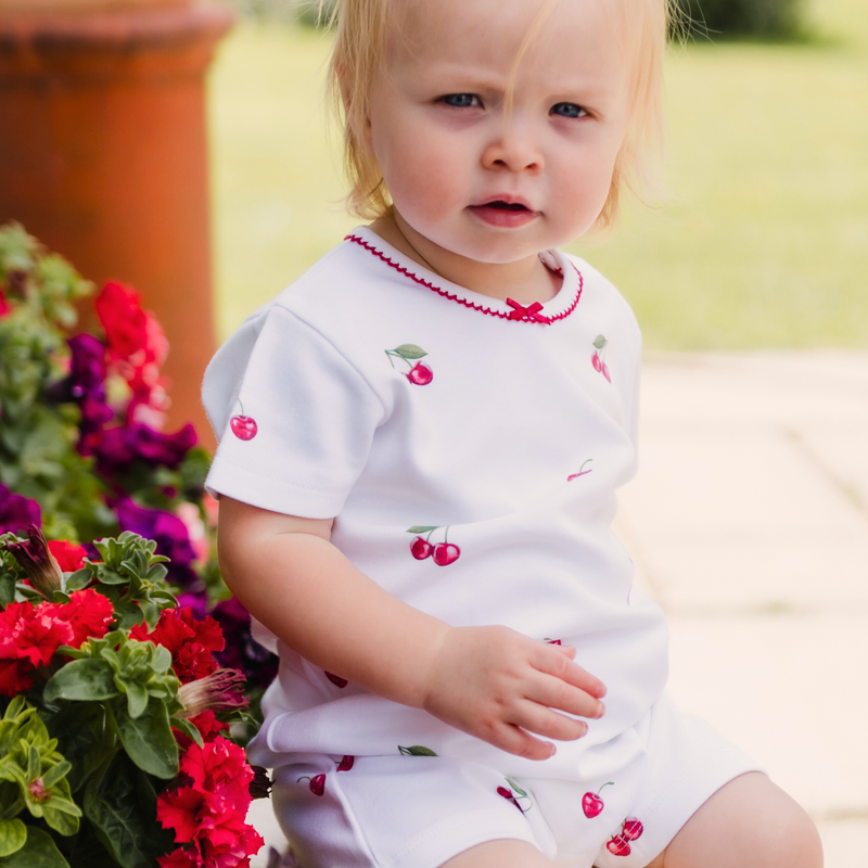 Romper With Trim - Cherry