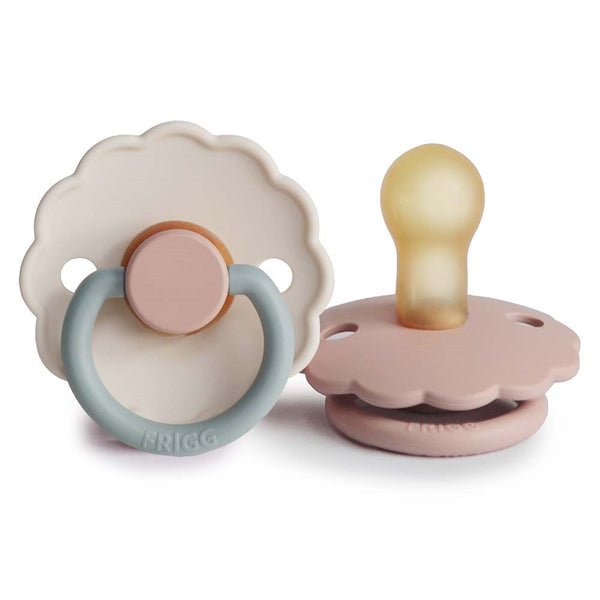FRIGG Daisy - Round Latex 2-Pack Pacifiers - Blush/Cotton candy - Size 1