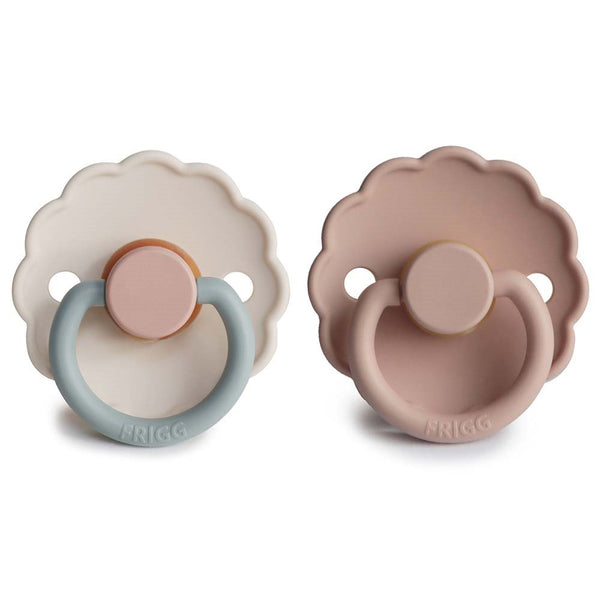 FRIGG Daisy - Round Latex 2-Pack Pacifiers - Blush/Cotton candy - Size 1