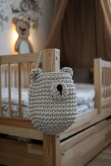 Crochet Hanging Bear Basket | BEIGE