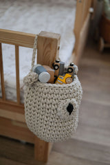 Crochet Hanging Bear Basket | BEIGE