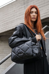 Nova Eco Compact Changing Bag Black Quilted Faux Leather