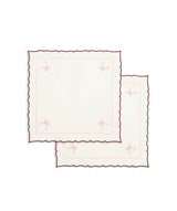Embroidered Bow Napkins, Set of 2 - Burgundy