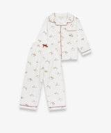 Children's Christmas Flannel Pyjamas - Winter Ski, Red Trim