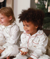 Children's Christmas Flannel Pyjamas - Winter Ski, Red Trim
