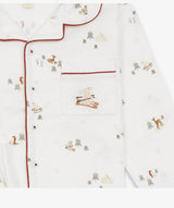 Children's Christmas Flannel Pyjamas - Winter Ski, Red Trim