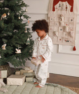 Children's Christmas Flannel Pyjamas - Winter Ski, Red Trim