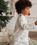 Children's Christmas Flannel Pyjamas - Winter Ski, Red Trim