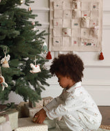 Children's Christmas Flannel Pyjamas - Winter Ski, Red Trim