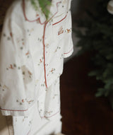 Children's Christmas Flannel Pyjamas - Winter Ski, Red Trim
