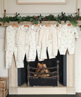 Children's Christmas Flannel Pyjamas - Winter Ski, Red Trim