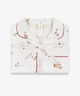 Children's Christmas Flannel Pyjamas - Winter Ski, Red Trim
