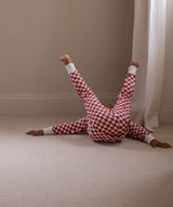 Children's Christmas Jersey Pyjamas - Red Checkerboard