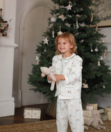 Children's Christmas Flannel Pyjamas - Winter Ski, Green Trim
