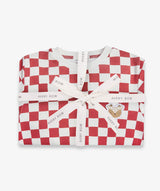 Children's Christmas Jersey Pyjamas - Red Checkerboard