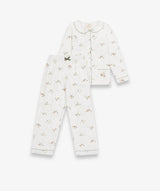 Children's Christmas Flannel Pyjamas - Winter Ski, Green Trim