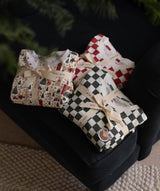 Children's Christmas Jersey Pyjamas - Green Checkerboard