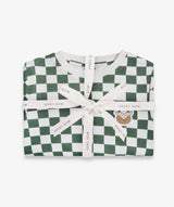 Children's Christmas Jersey Pyjamas - Green Checkerboard