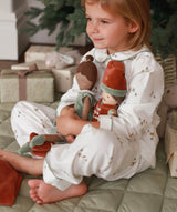 Children's Christmas Flannel Pyjamas - Winter Ski, Green Trim