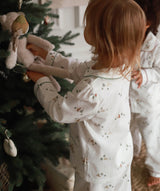 Children's Christmas Flannel Pyjamas - Winter Ski, Green Trim