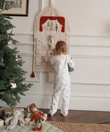 Children's Christmas Flannel Pyjamas - Winter Ski, Green Trim