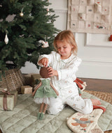 Children's Christmas Flannel Pyjamas - Winter Ski, Green Trim
