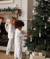 Children's Christmas Flannel Pyjamas - Winter Ski, Green Trim