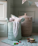 Large Quilted Storage Basket - Greenhouse Gingham / Little Farm